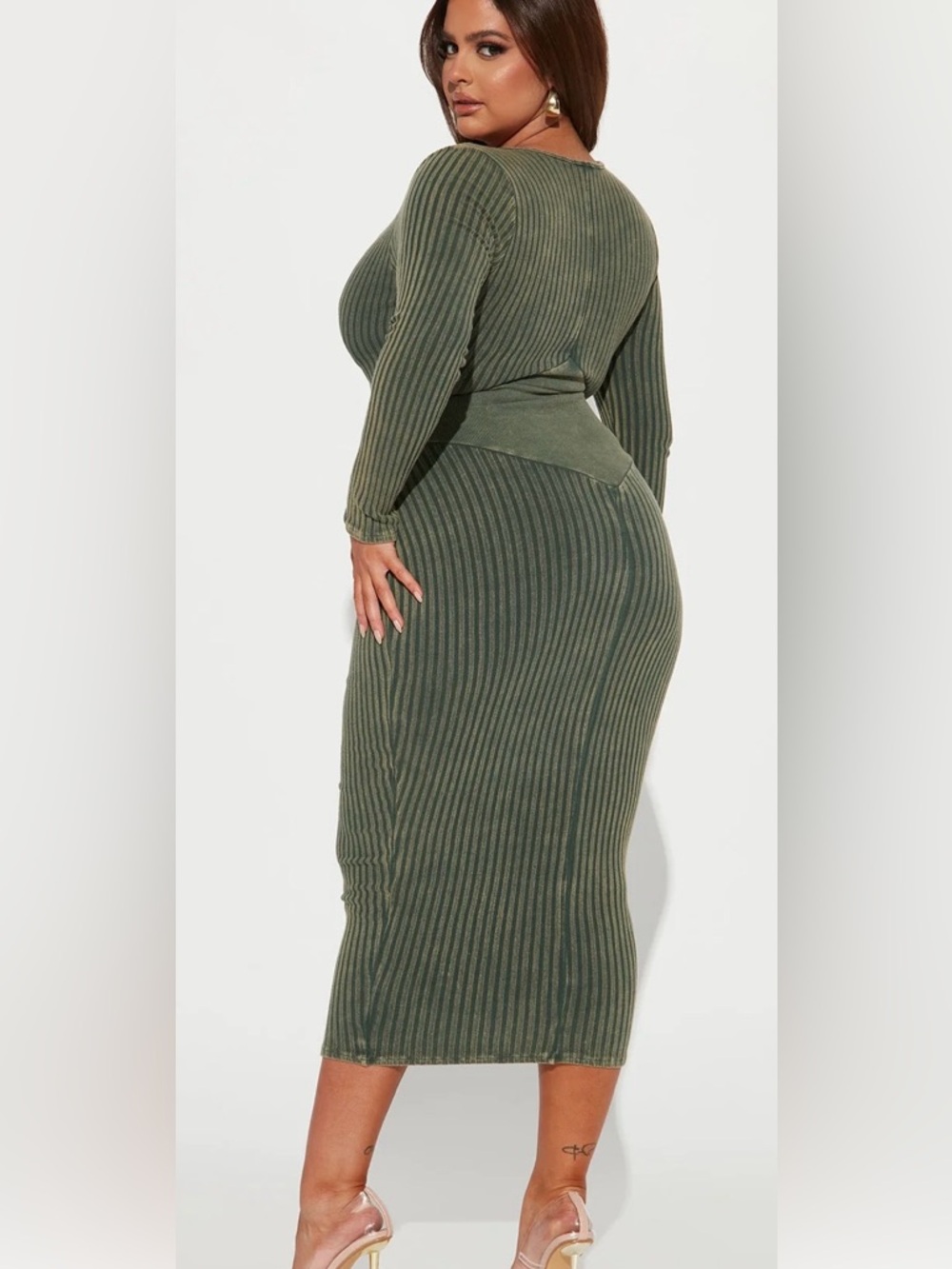 Fashion Nova Olive Ally Mineral Wash Maxi Dress - Picture 3 of 5